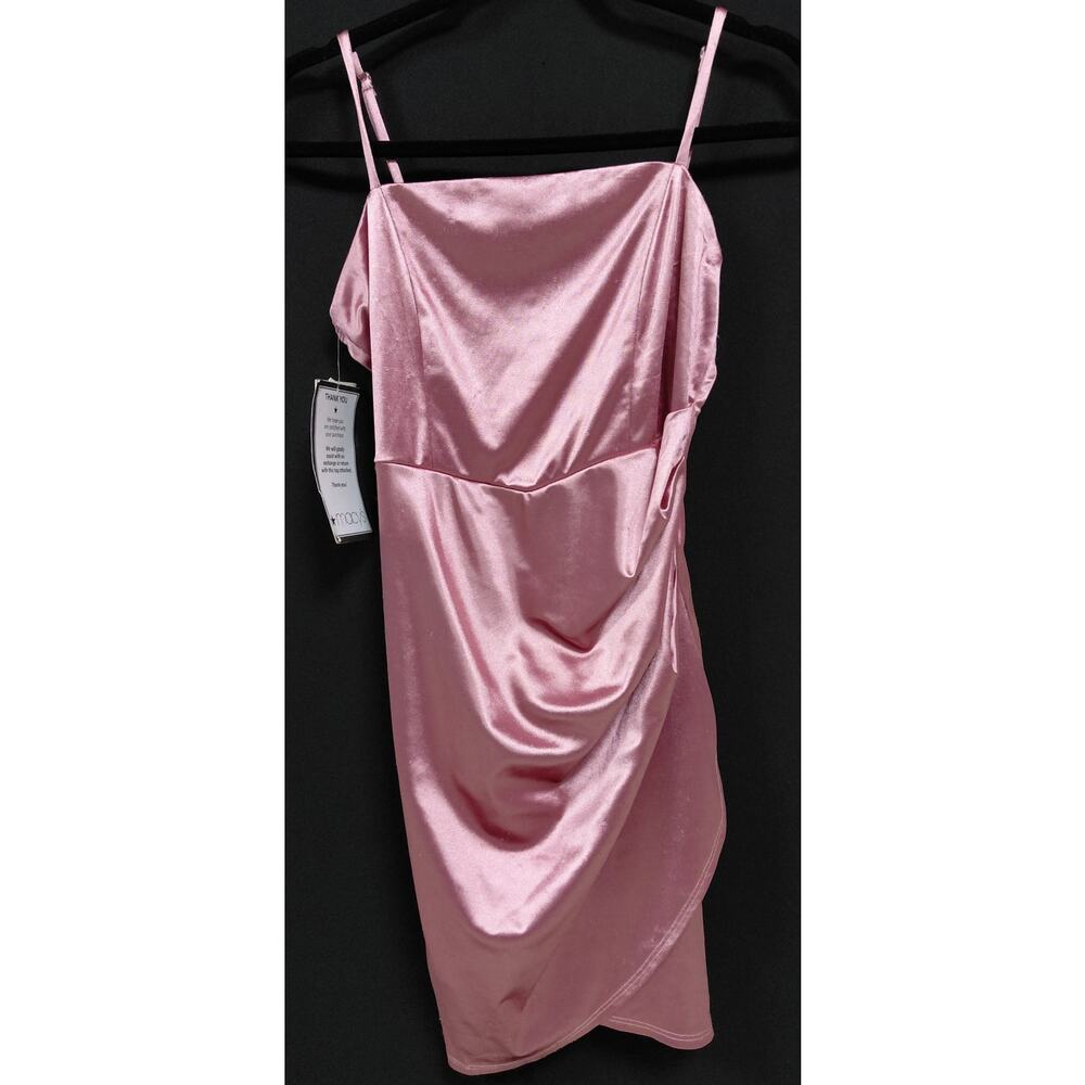NWT Emerald Sundae Pink Satin Dress Solid Sleeveless Short Women Size M